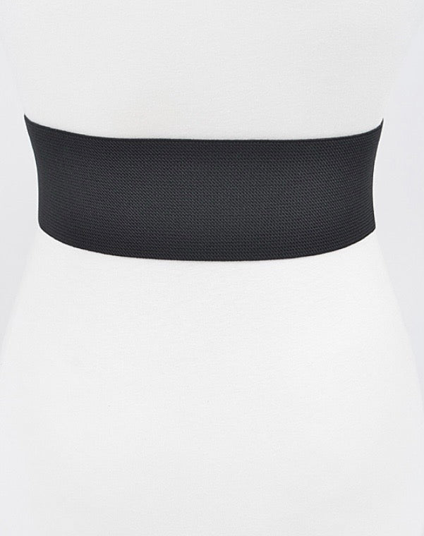 Designer Elastic Waits Band Belt With Gold Tone Buckle - Plus