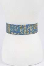 Metallic Graffiti Denim Wide Waist Belt