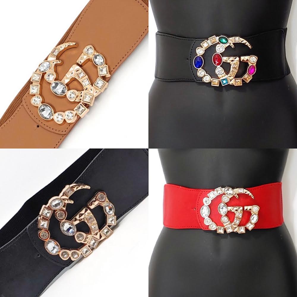 Double “G” Multi Stone Elastic Belt – Sha'Chic Fashion