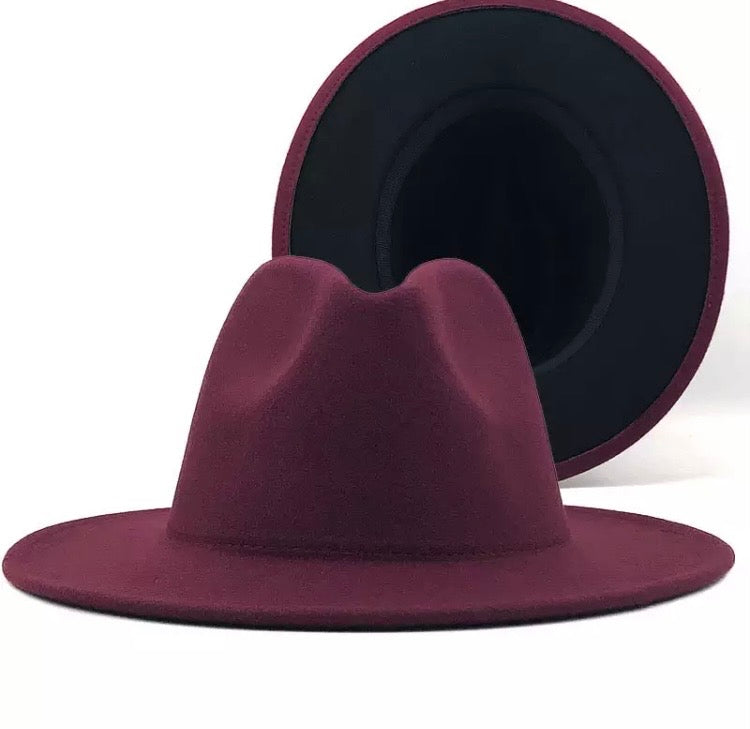 Jazz Fedora Black Bottom Hat Burgundy/Black
