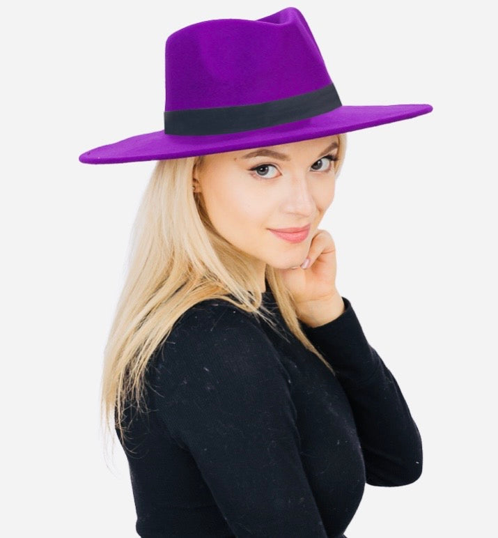 Designer Extra Wide Brim Fedora Hat