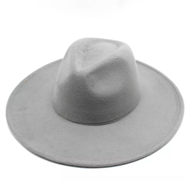Large Brim Jazz Fedora Hats (Solid Colors)