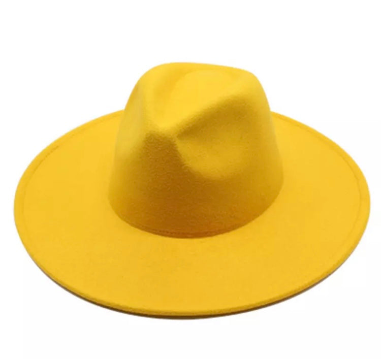 Large Brim Jazz Fedora Hats (Solid Colors)
