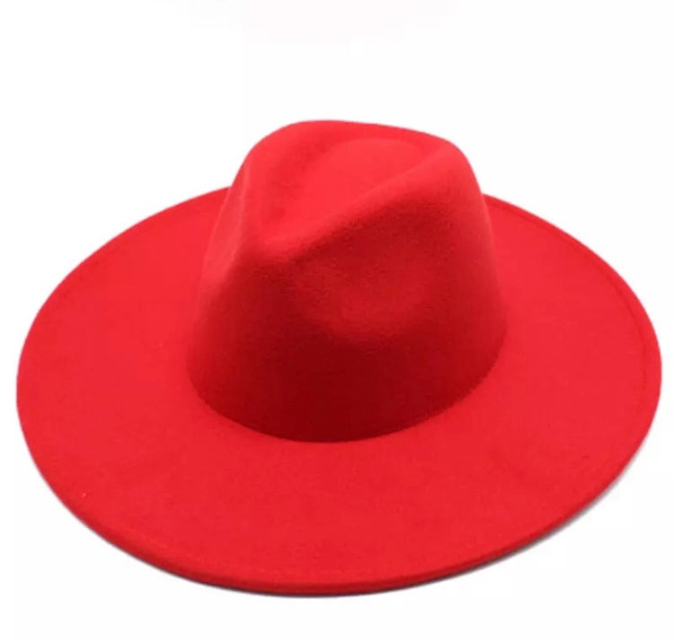 Large Brim Jazz Fedora Hats (Solid Colors)