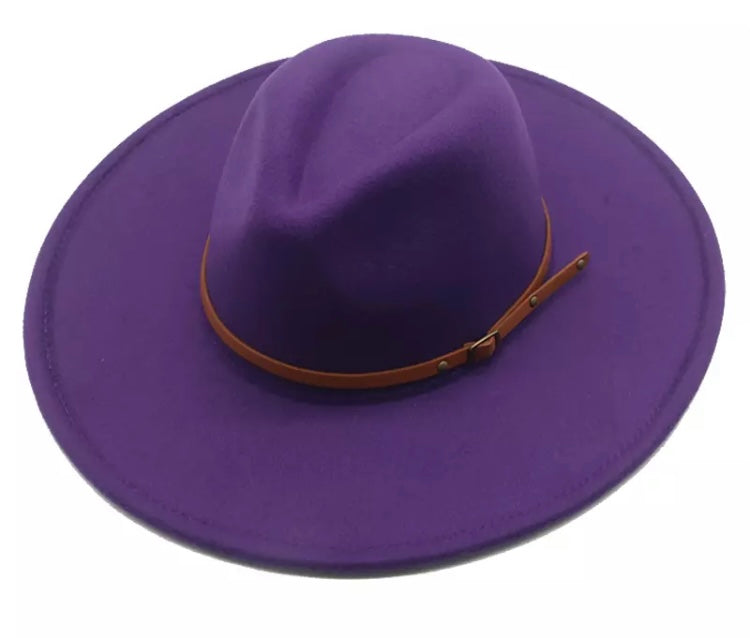 Large Brim Jazz Fedora Hats (Solid Colors)