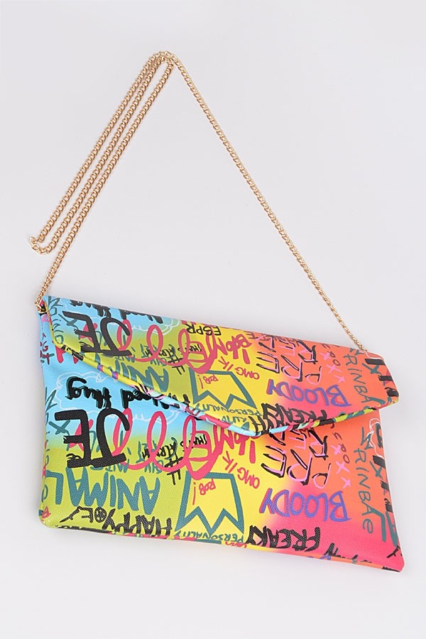 Graffiti Multi Letter Cross Chain Body Clutch