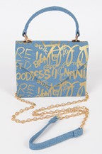 Metallic Graffiti Denim Shoulder/Handbag