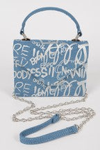 Metallic Graffiti Denim Shoulder/Handbag