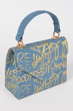 Metallic Graffiti Denim Shoulder/Handbag