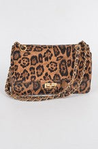 Leopard Faux Leather Shoulder Bag