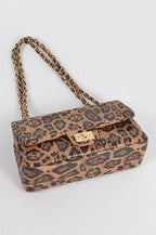 Leopard Faux Leather Shoulder Bag