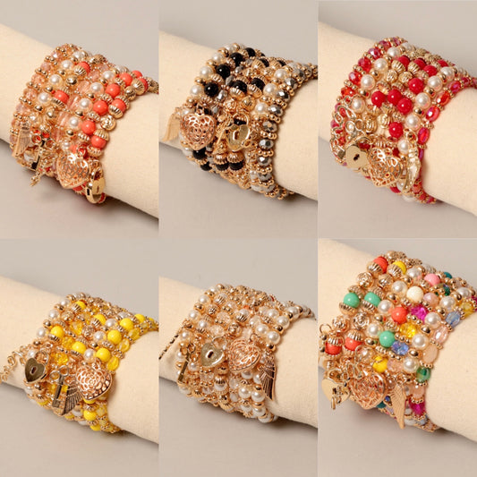 Stacked “Arm Candy” Charm Bracelet Set