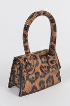 Leopard Single Top Handle Mini Bag