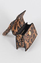 Leopard Single Top Handle Mini Bag