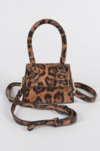 Leopard Single Top Handle Mini Bag