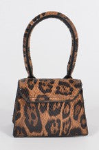 Leopard Single Top Handle Mini Bag