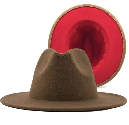 Jazz Fedora Red Bottom Hat Mocha/Red