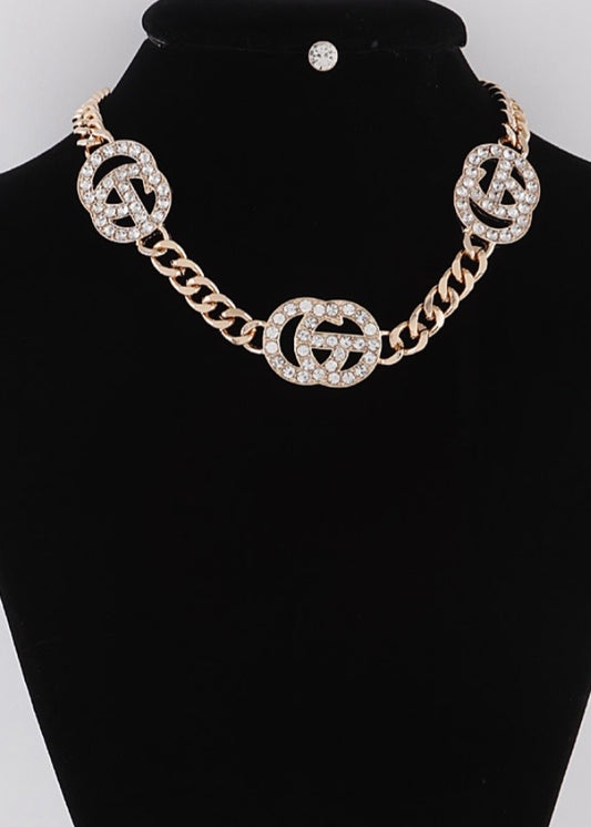 Designer Inspired Gold Tone Necklace