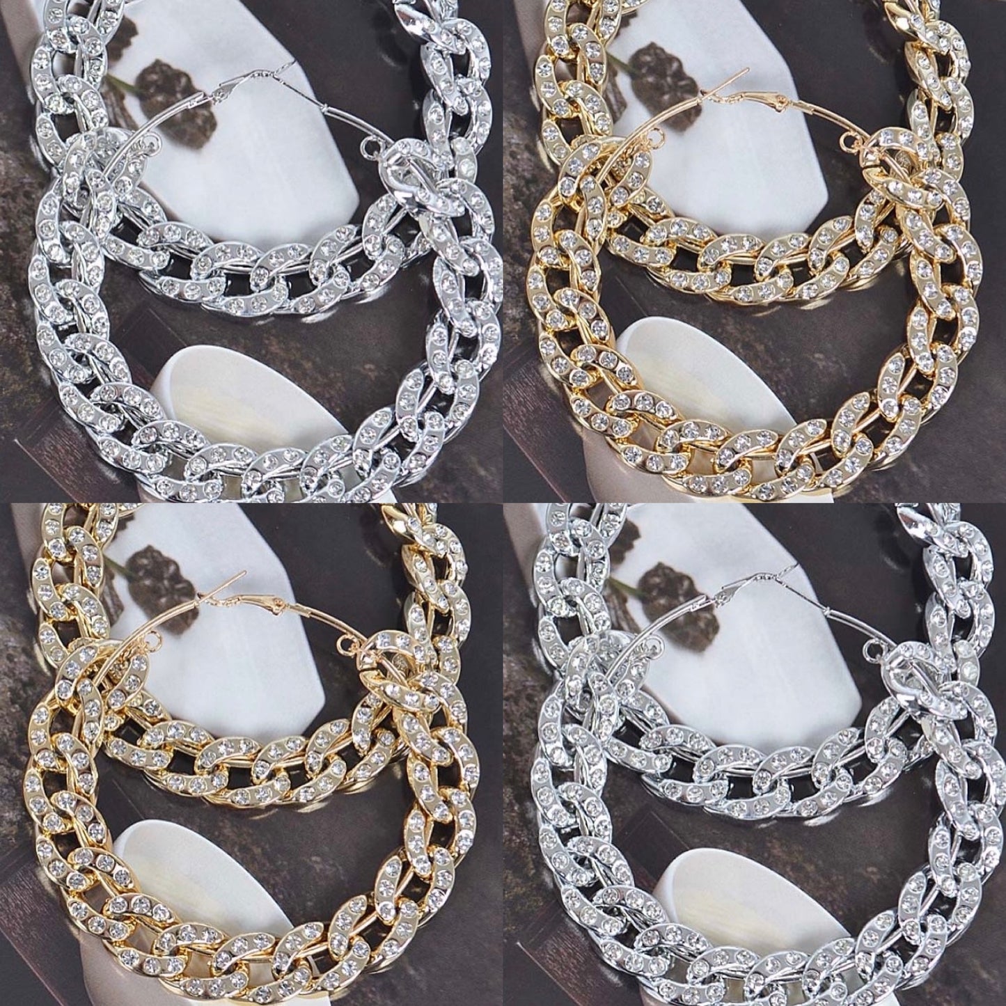 Bling Chain Hoop Earrings