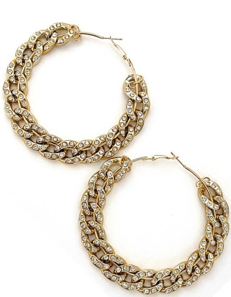 Bling Chain Hoop Earrings