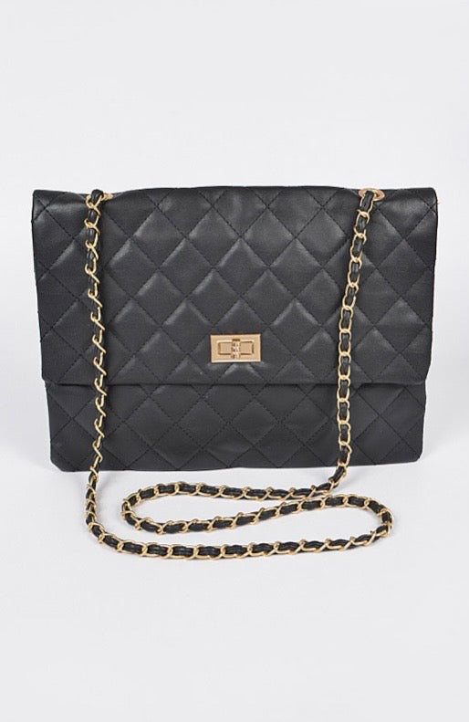 Quilted Faux Leather Clutch