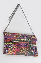 Black Graffiti Envelope Clutch