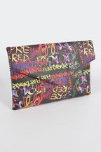 Black Graffiti Envelope Clutch