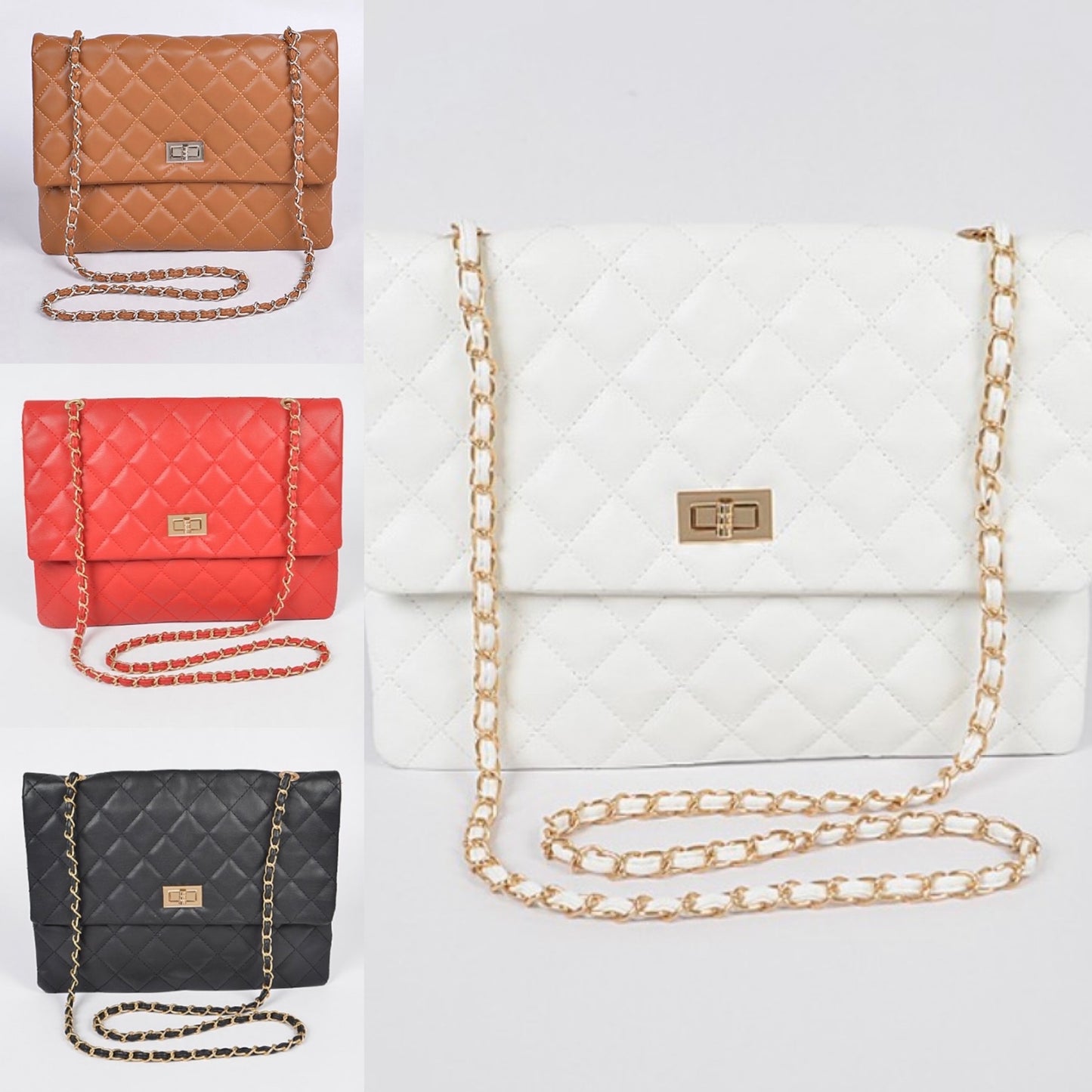 Quilted Faux Leather Clutch