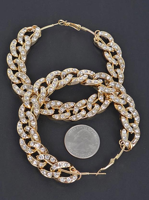Bling Chain Hoop Earrings
