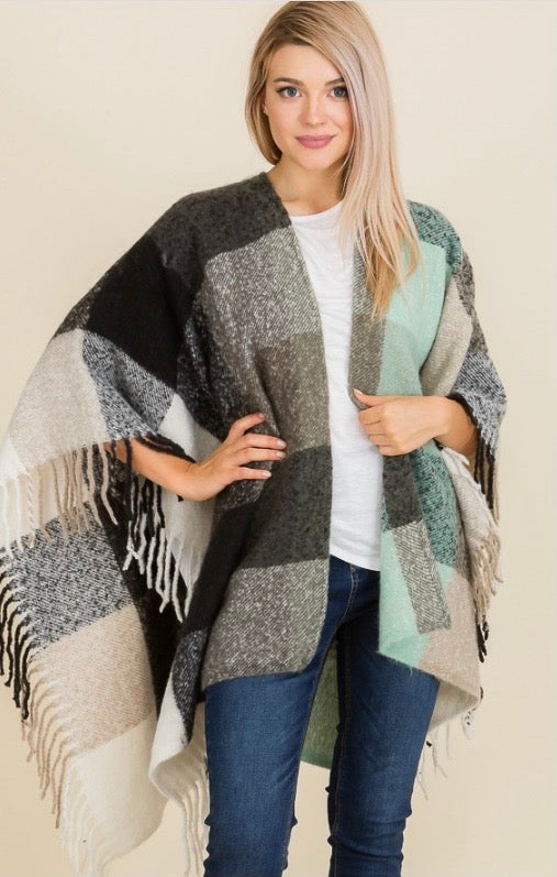 Multi Color Winter Poncho