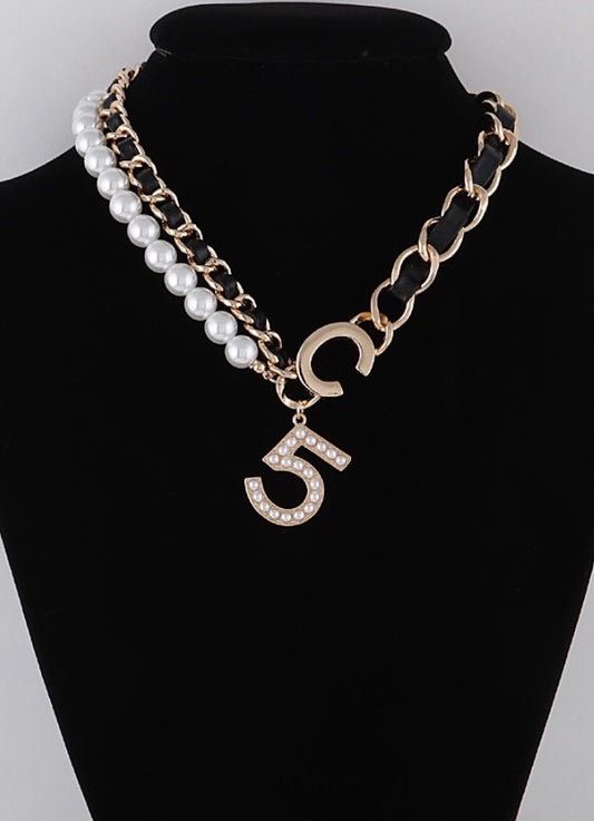 Pearled “C5” Chain Necklace