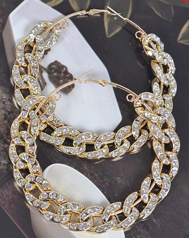Bling Chain Hoop Earrings