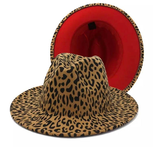 Leopard Print Fedora Hat/Red Bottom