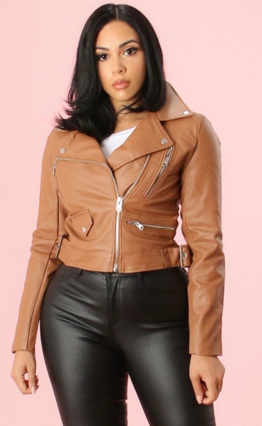 “Baddie” Waist Length Moto Jacket