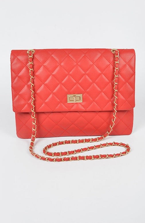 Quilted Faux Leather Clutch