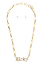 Necklace With Rhinestone "Baby" Pendant