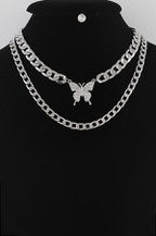Small Butterfly Multi Layered Necklace