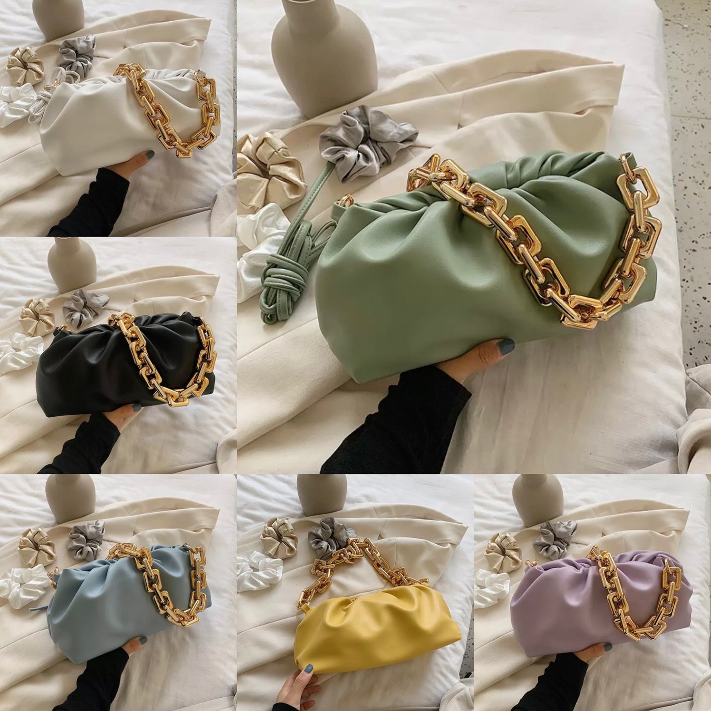 Leather Shoulder/Tote/Clutch Bag