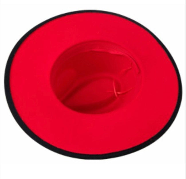 Wide Brim Black/Red Bottom Hat