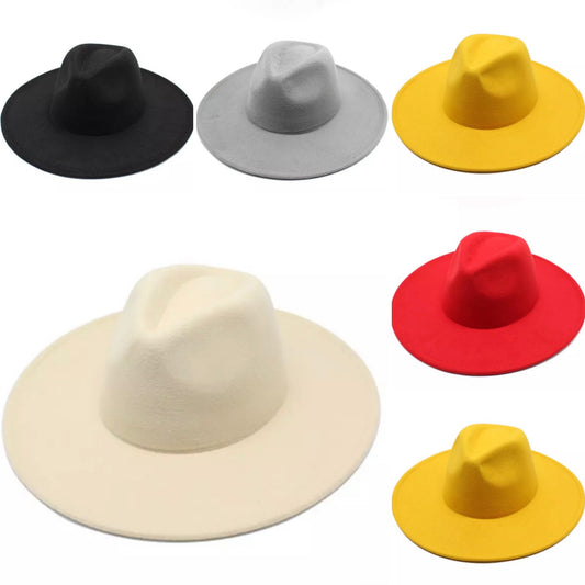 Large Brim Jazz Fedora Hats (Solid Colors)