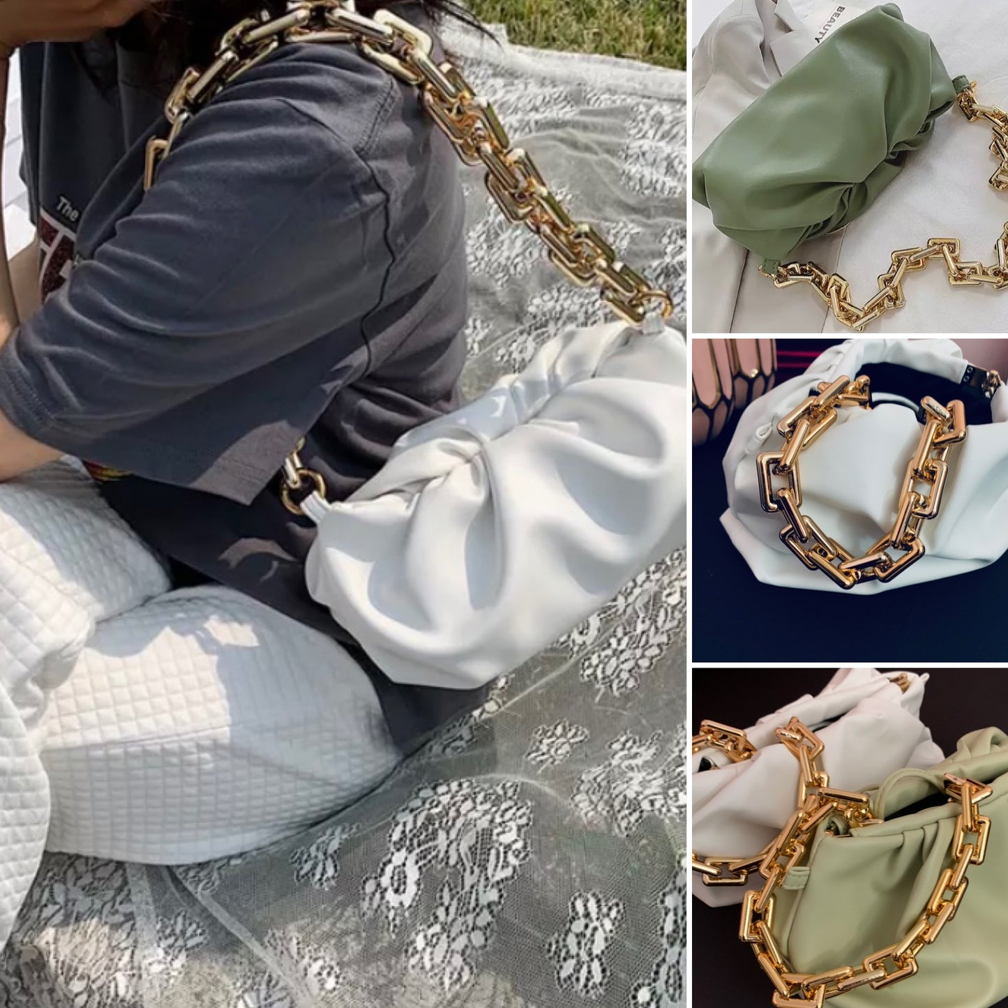 Leather Shoulder/Tote/Clutch Bag