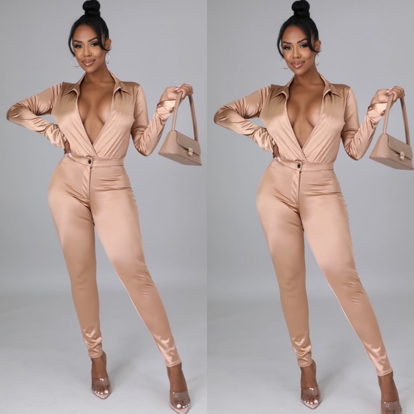 "Amore" Satin Bodysuit Set