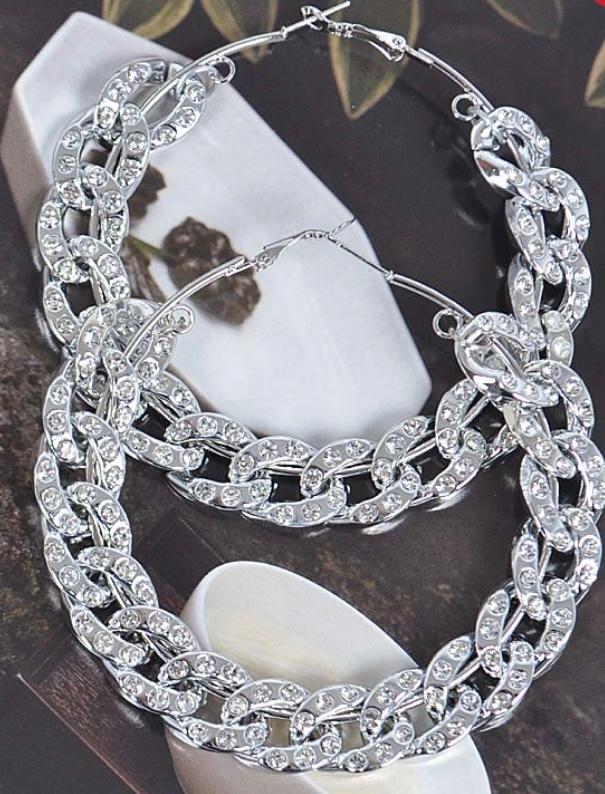 Bling Chain Hoop Earrings