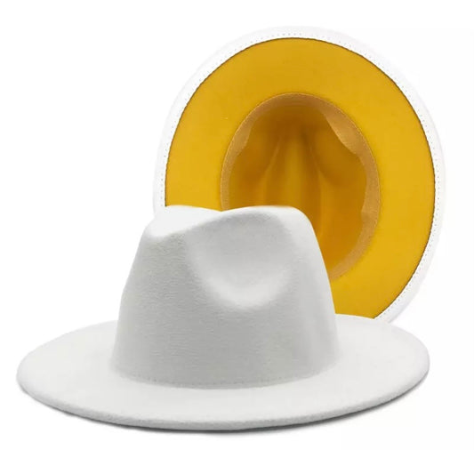 Fedora Yellow Bottom Hat–White/Yellow