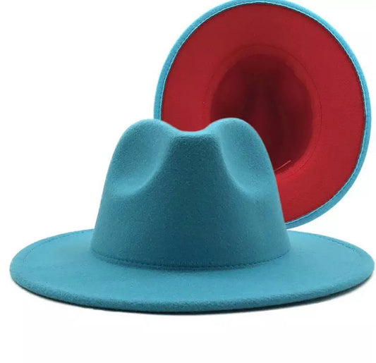 Patchwork Felt Jazz Fedora Red Bottom Hat