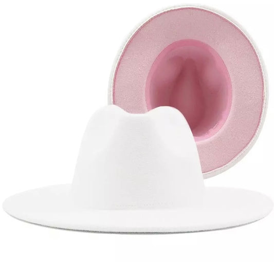 Patchwork Felt Jazz Fedora Pink Bottom Hat