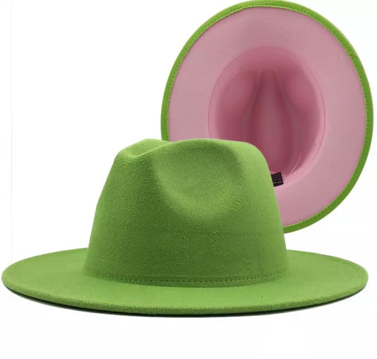 Patchwork Felt Jazz Fedora Pink Bottom Hat