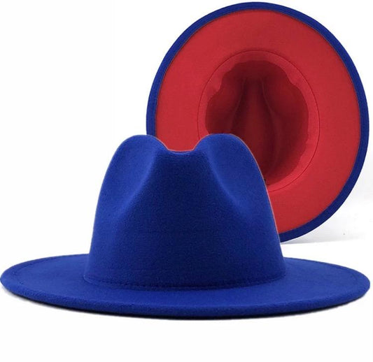Patchwork Felt Jazz Fedora Royal Blu/Red Bottom
