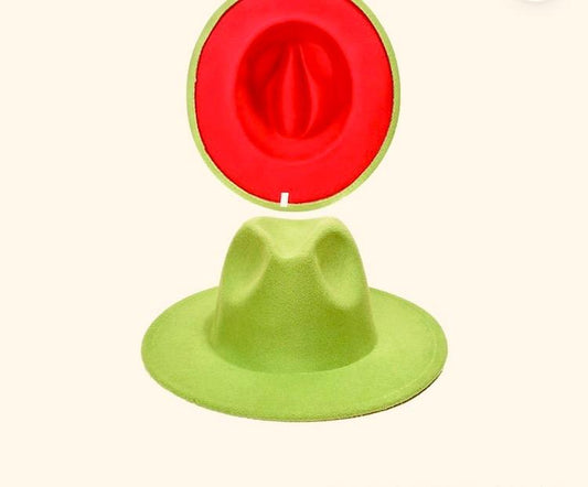 Patchwork Felt Jazz Fedora Green Apple/Red Bottom
