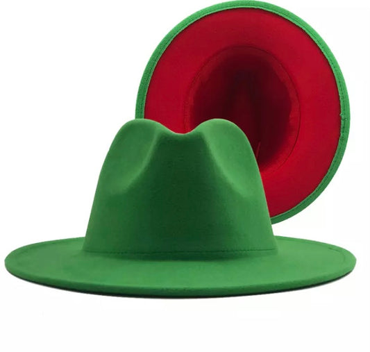 Fedora Red Bottom Hats–Green/Red